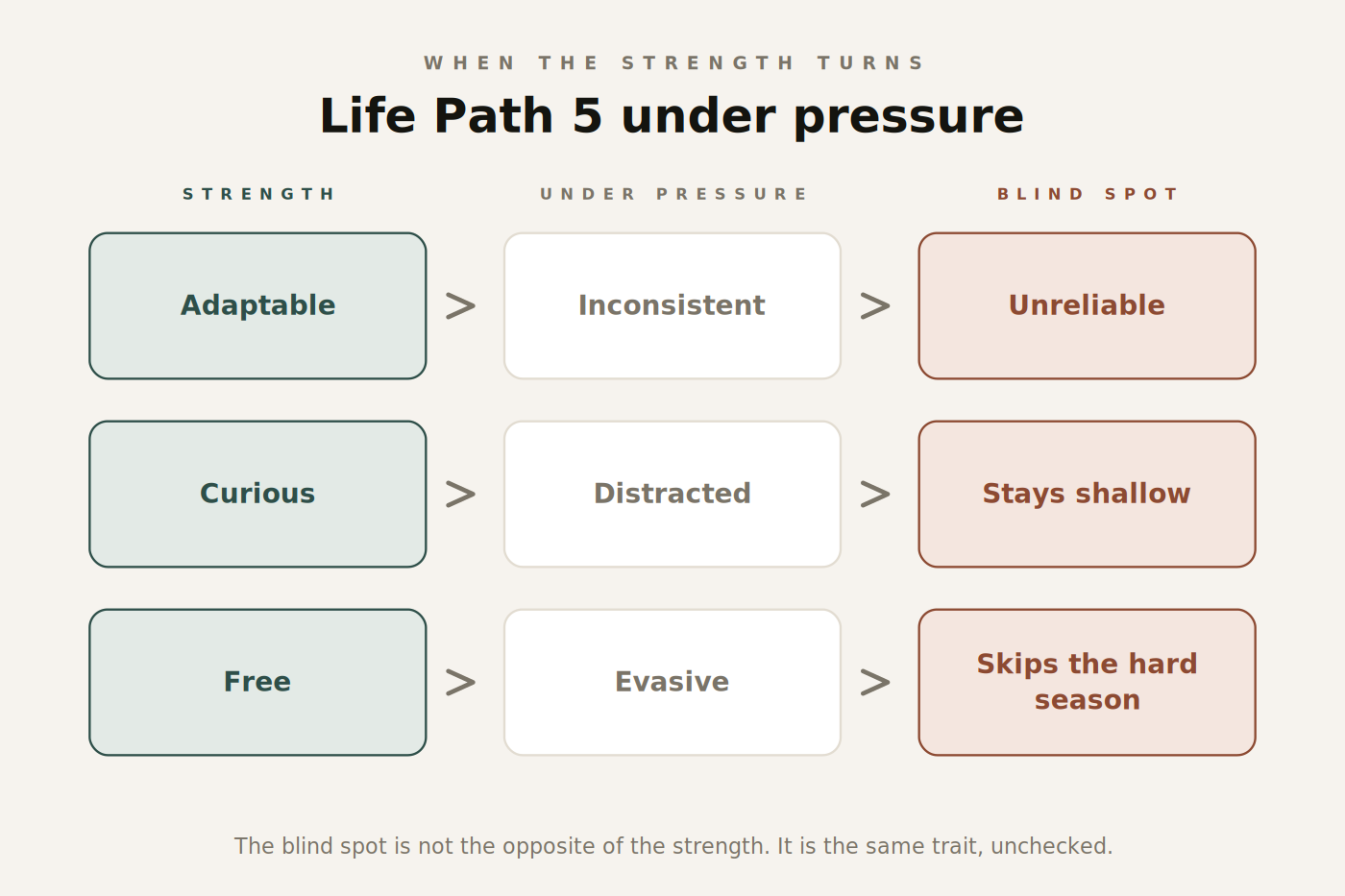 Figure 2. How each Life Path 5 strength becomes its matching blind spot.